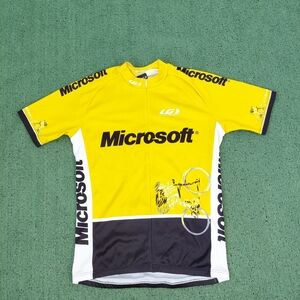 Louis Garneau Microsoft Yellow Zip Up Cycling Jersey Sz Medium